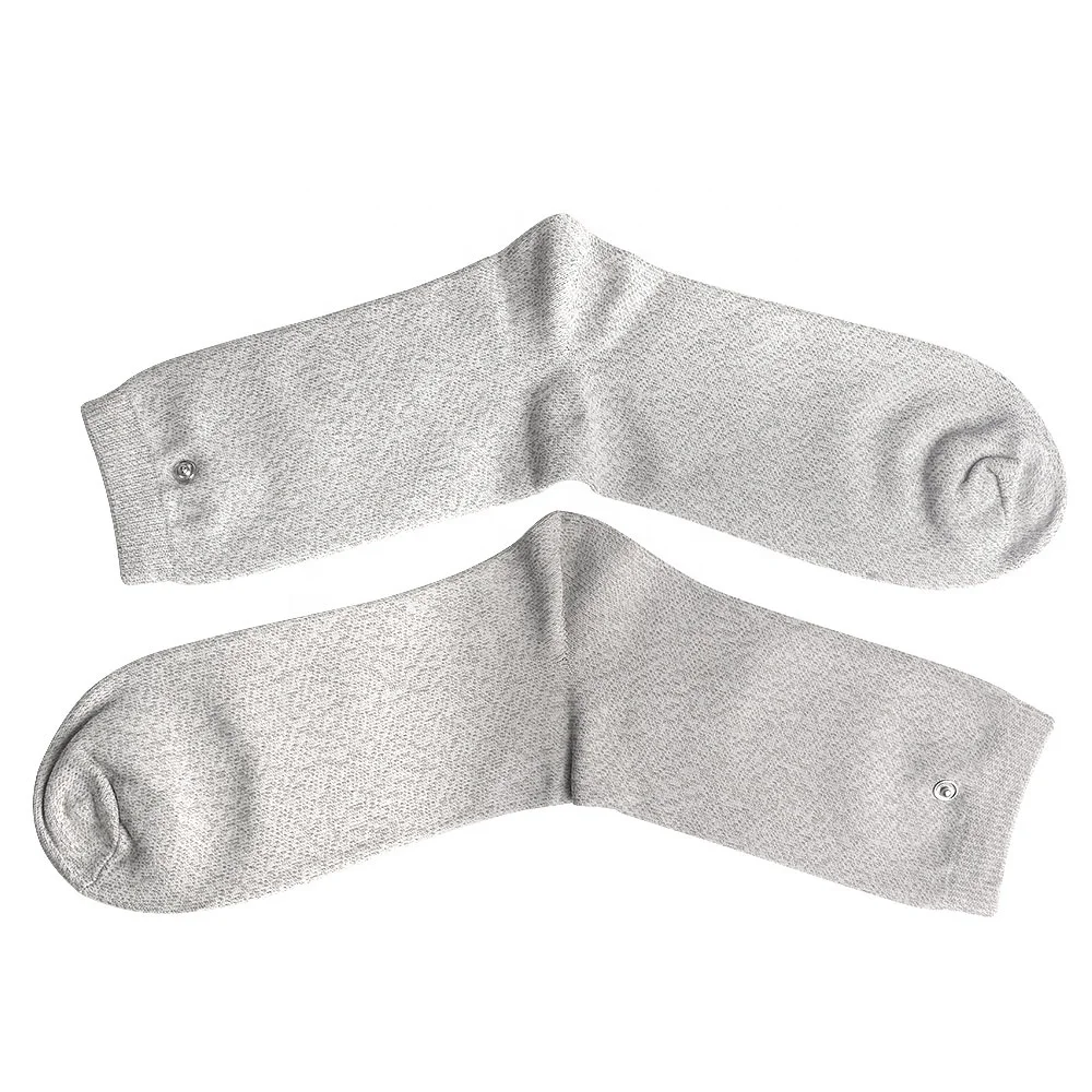 KM407 Hot sell washable TENS silvery fiber socks reusable conductive fabric electrodes relieve food pain electric stimulator