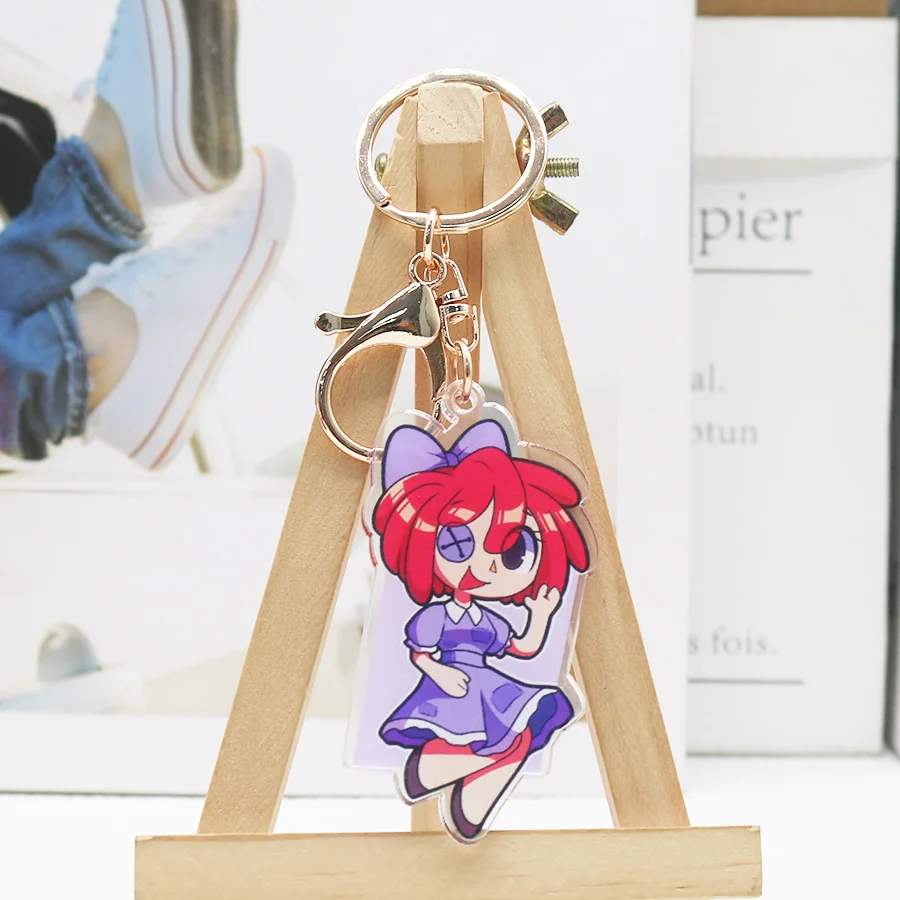 Promotional Custom sublimation Acrylic charm Key Holder Plastic Key Chain anime Keychain Ring