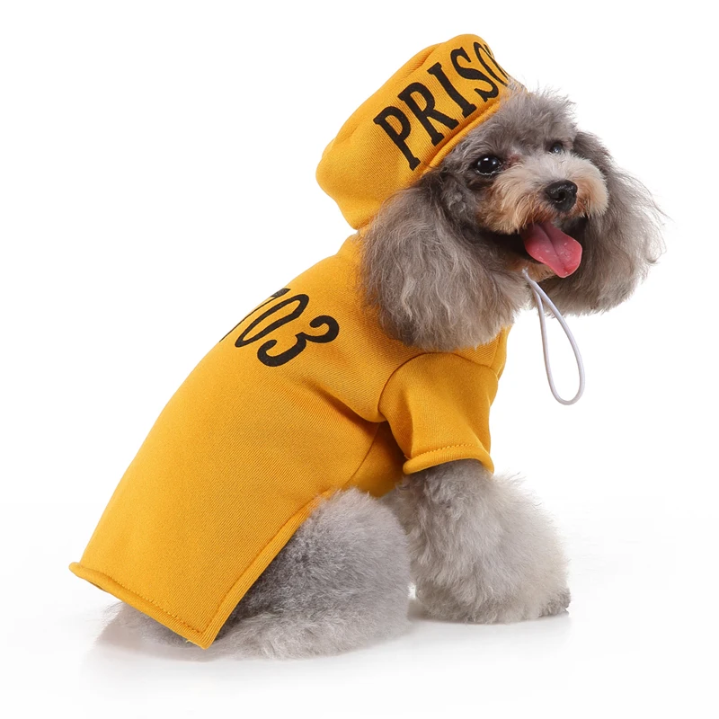 Most popular Best choice Dog Clothes-Digital Prison Uniform Yellow dogs cloth pet clothes