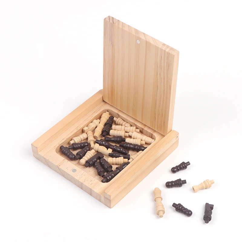 Super Value Manufacture Foldable Mini Size Wooden Chess Box Portable Travel Game Set