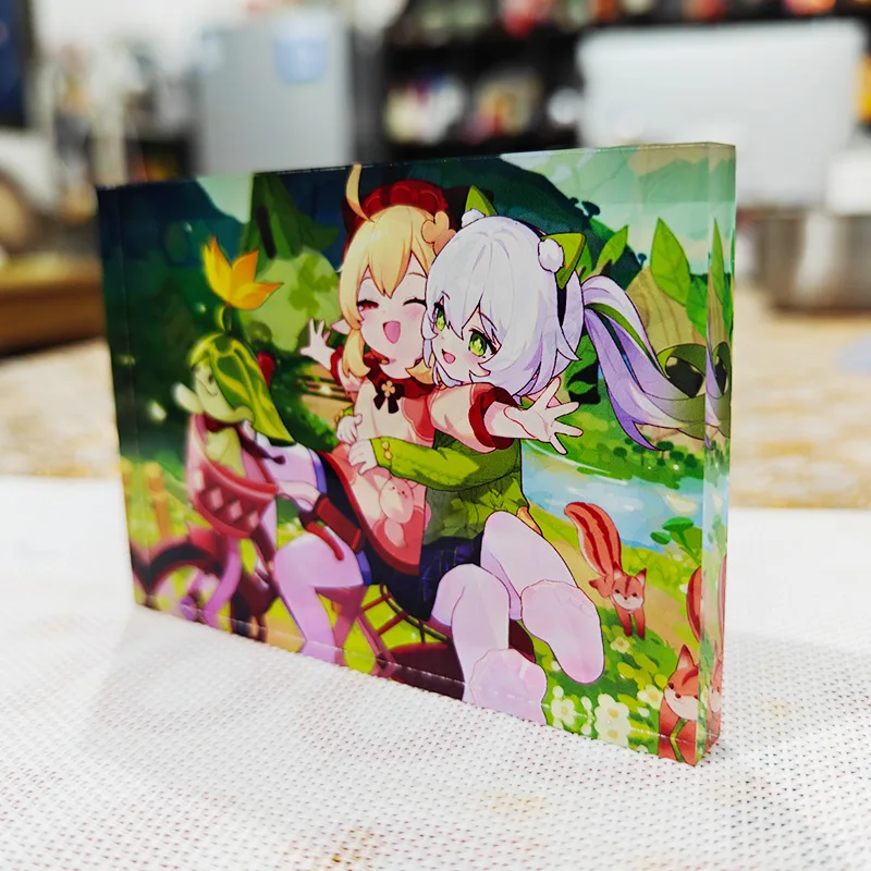 Custom Anime Acrylic Brick Glitter Thick charm Customized Personalised Transparent Square DIY Charms Quicksand