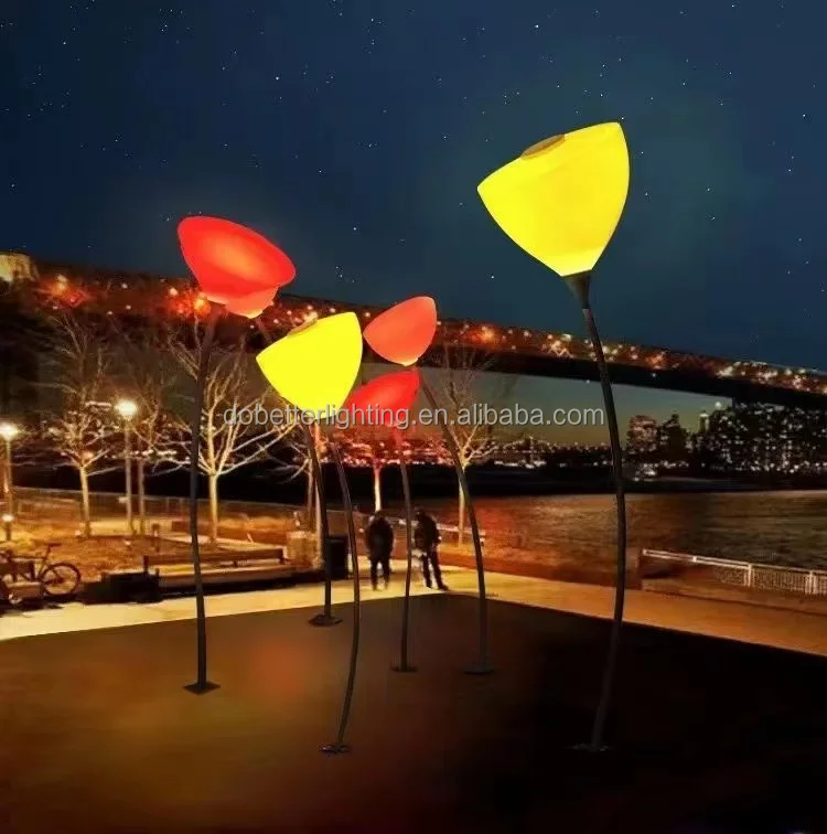 LED Calla Lotus Shape Luminescent Landscape Area Interactive Light  Lanterns for Outdoor Amusement Commercial District Lighting