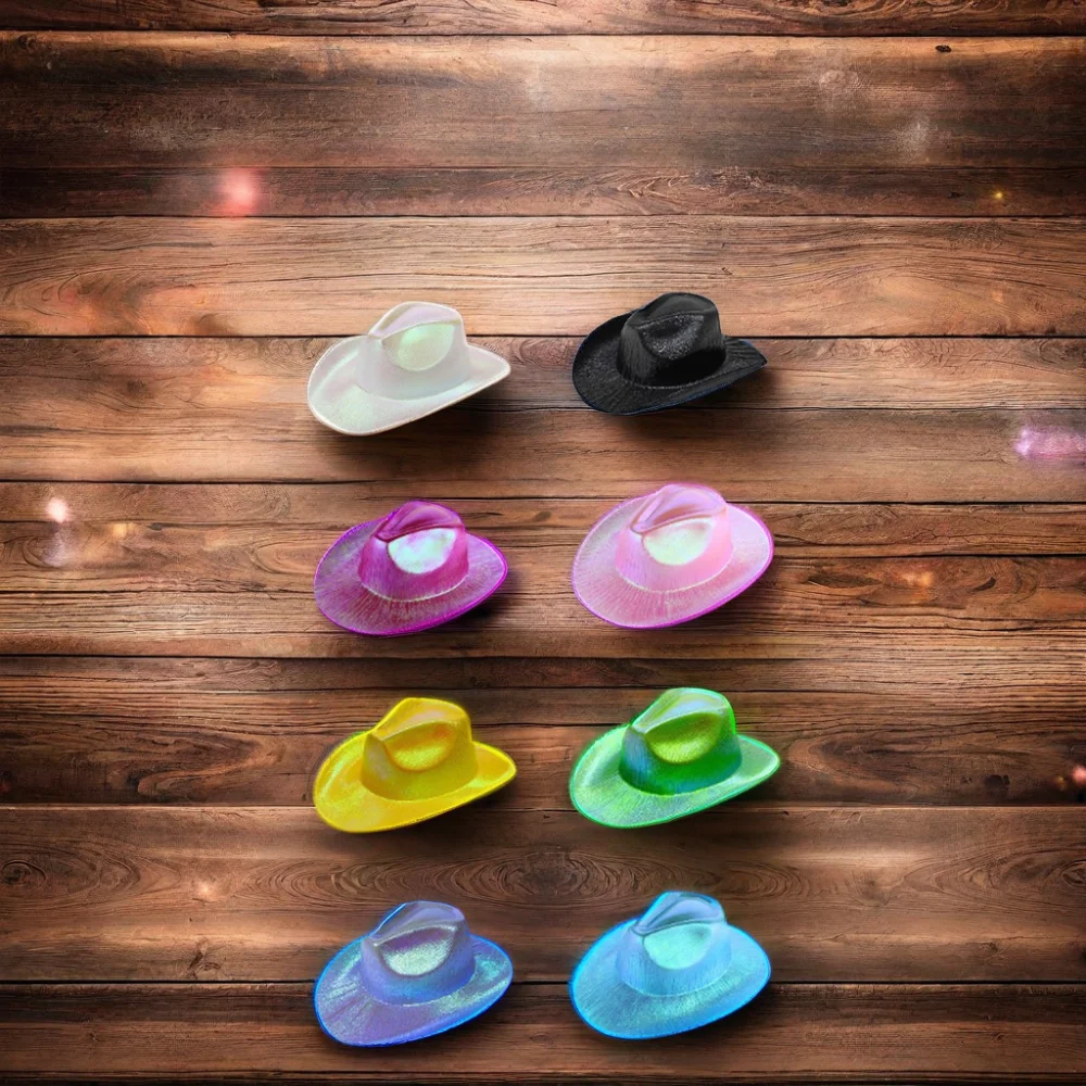 Pink Cowboy Hat,  Cowgirl Hats  Cowboy Hat with Pink Heart Glasses,   for Halloween Carnival Bachelorette Disco Birthday Party