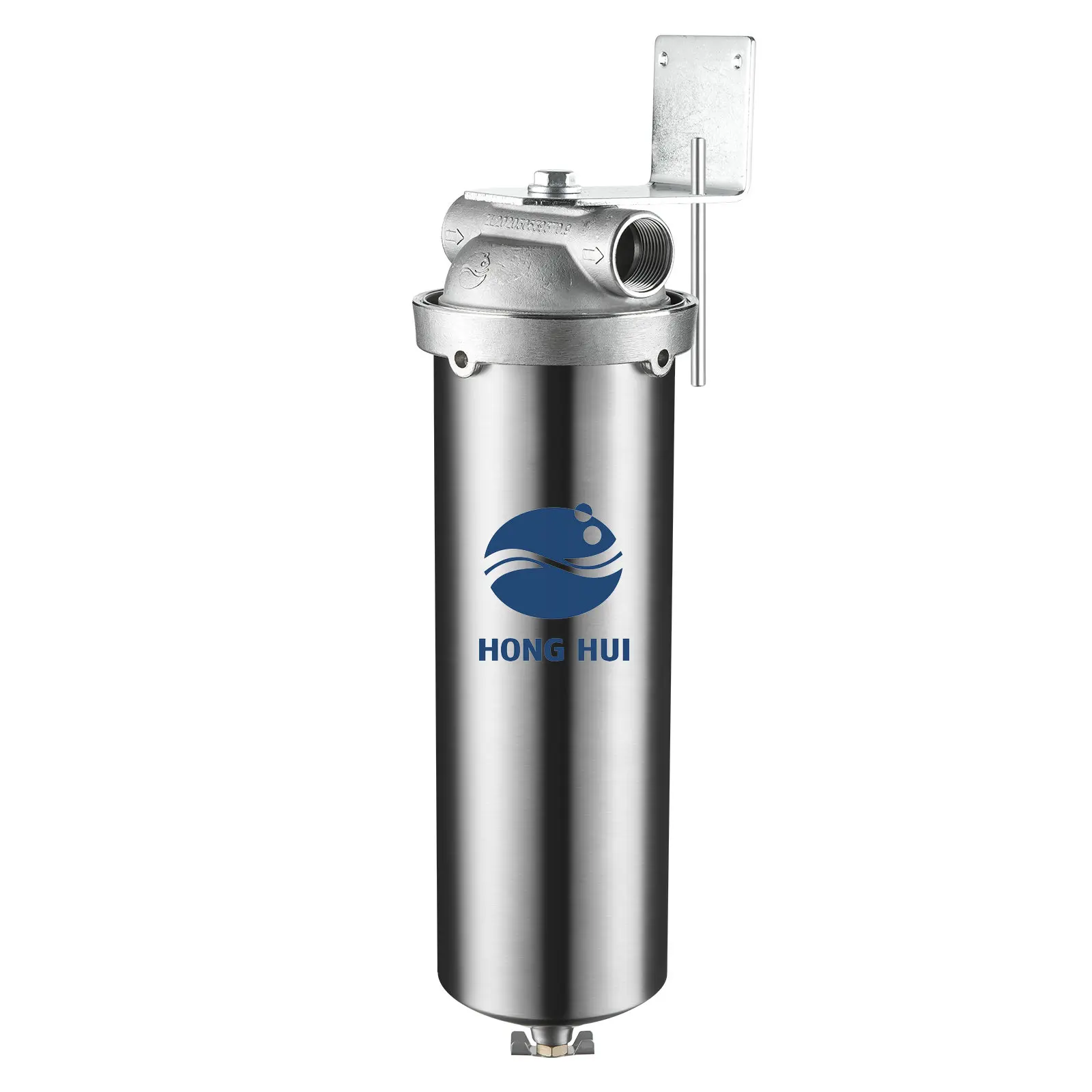 HONG HUI HUS-10A 10 Inch Wholehouse Stainless Steel Single Cartridge Water Purifier Water Filter Housing