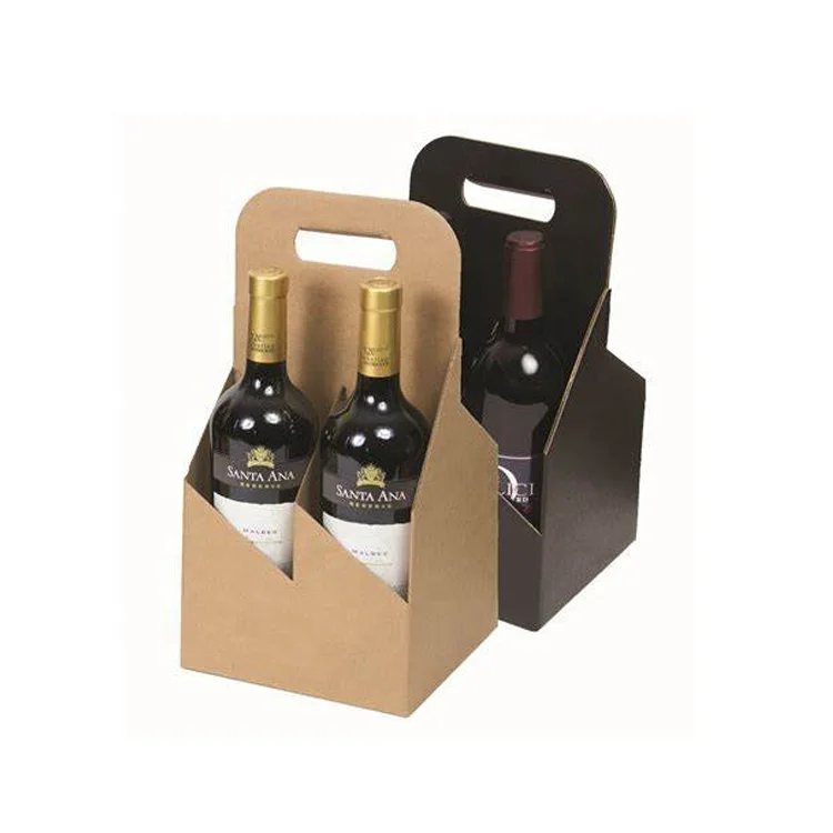 Wholesale Custom Laminated Beer and Wine Box 4-6 Pack Cardboard Carrier 4C Printing Bag Shape for Food