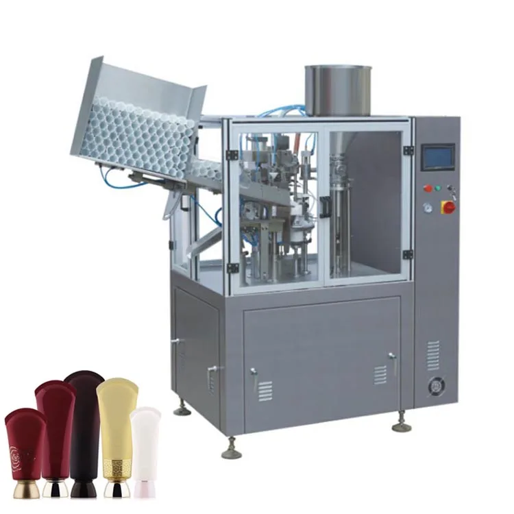 automatic soft plastic cosmetic tube filling and sealing machine with capacity 80 pieces per minute