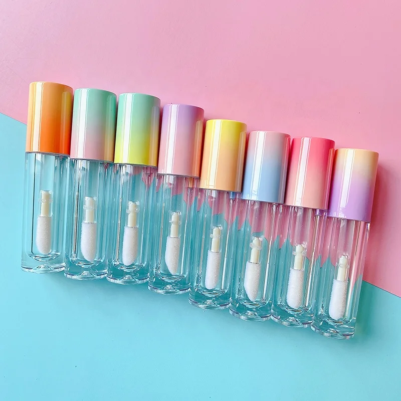P-LAN Brand Stock 100pcs New Gradient Top 5ml Big Brush Lipgloss Tubes Custom Private Label Printing Wholesale Lip Gloss Tubes