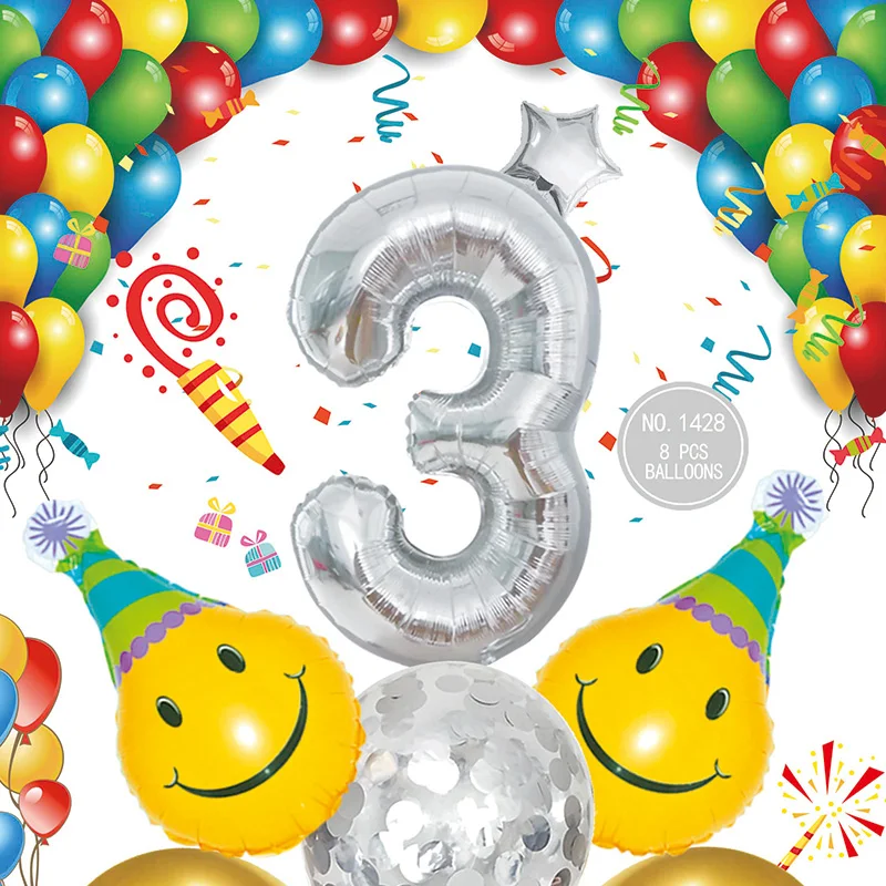 
Wholesale new 18 inch latex foil number silver balloons decoration for kids birthday balloons 