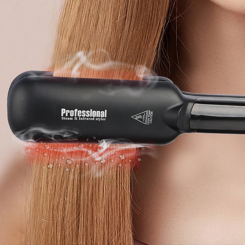 Professional Steampod Plancha Infrarojo Cabello 2 inch Wide Tourmaline Ceramic Plate Infrared Flat Iron Hair Straightener