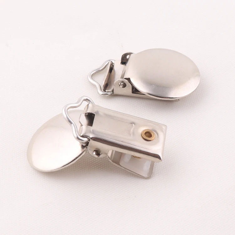 factory supply round shape metal suspender pacifier clip for garment accessories