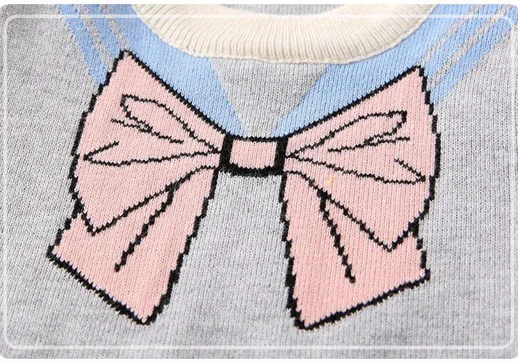 
Bow Jacquard Warm Kids Clothing Knitted Winter Kids Clothes Baby Sweater 
