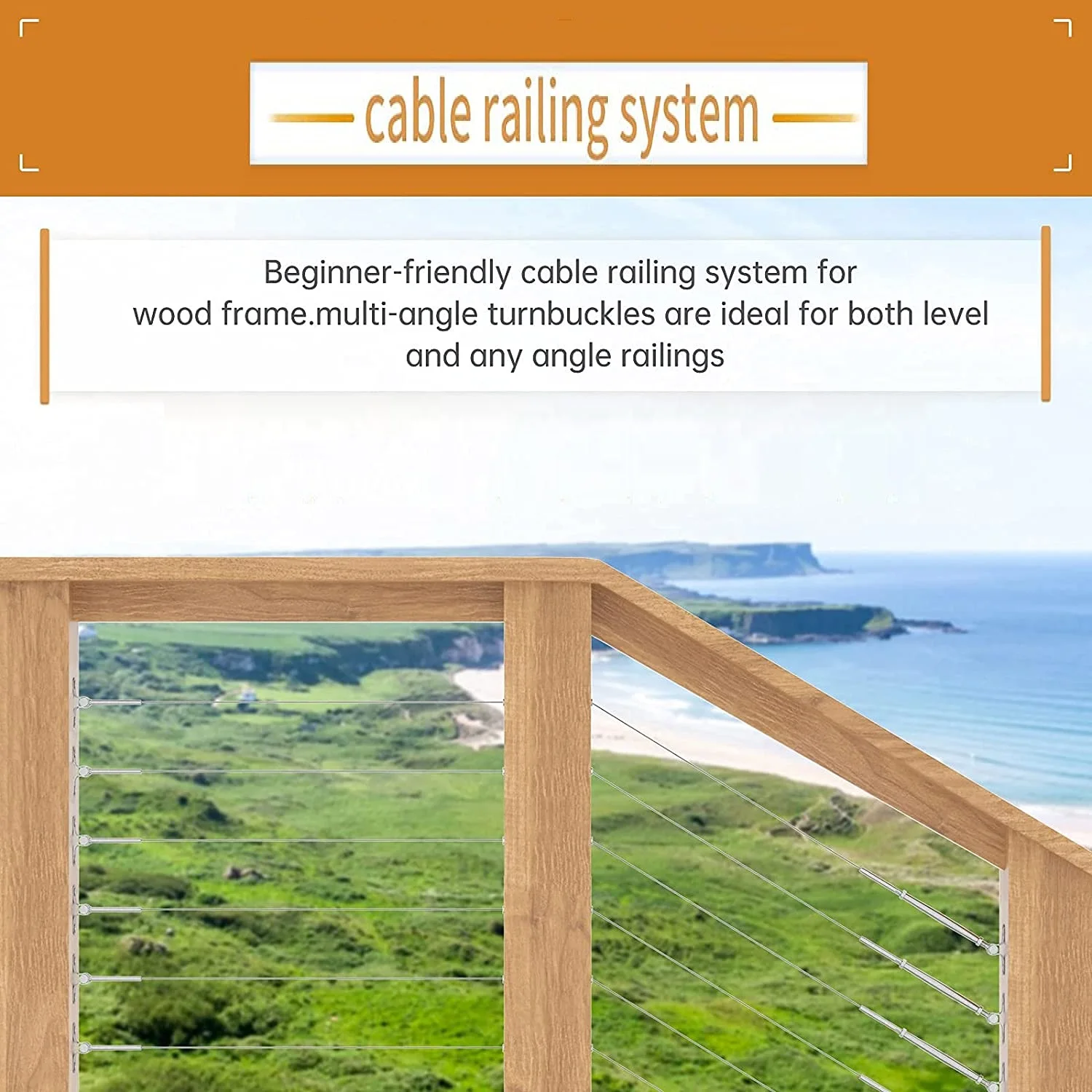 TAKA Stainless Steel Protective Sleeves Cable Railing Kit for Wire Rope Cable Wood Posts Deck Stair Cable Railing Fitting