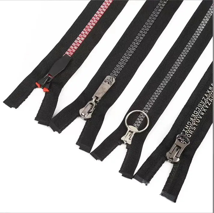 Factory direct sales 5# plastic letter teeth pull down piece open tail zipper for all kinds of fashion clothing home textiles