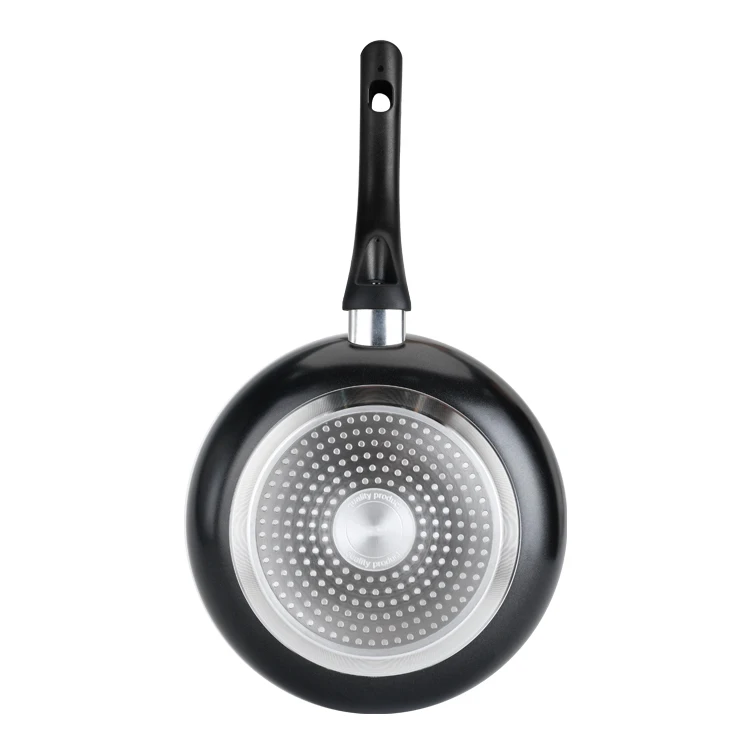 Pressed Aluminum Fry Pan 2 layers excilon White Ceramic Coating Heat Resistant Coating Hole Induction 24*5.0mm