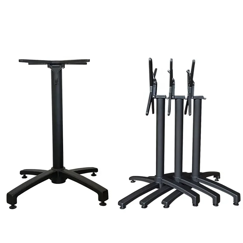 Folding Legs t-foot Aluminum Stackable Folding Commercial Black Table Base Metal Bistro Coffee Table Legs for Restaurant