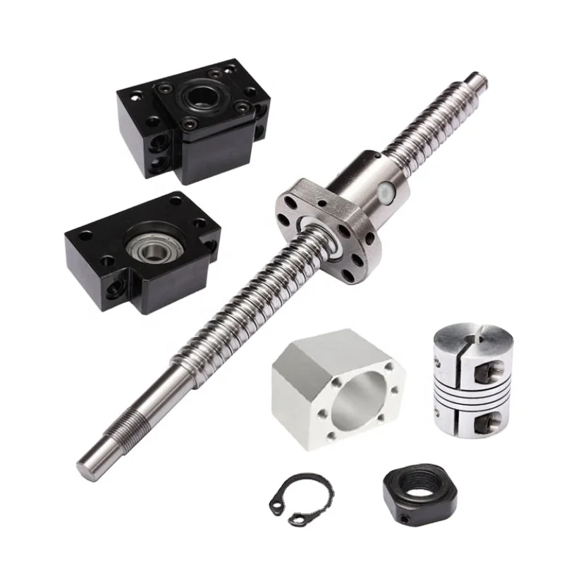 
16mm diameter rolled ball screw assembly with BKBF end support SFU1605 ball screw set 
