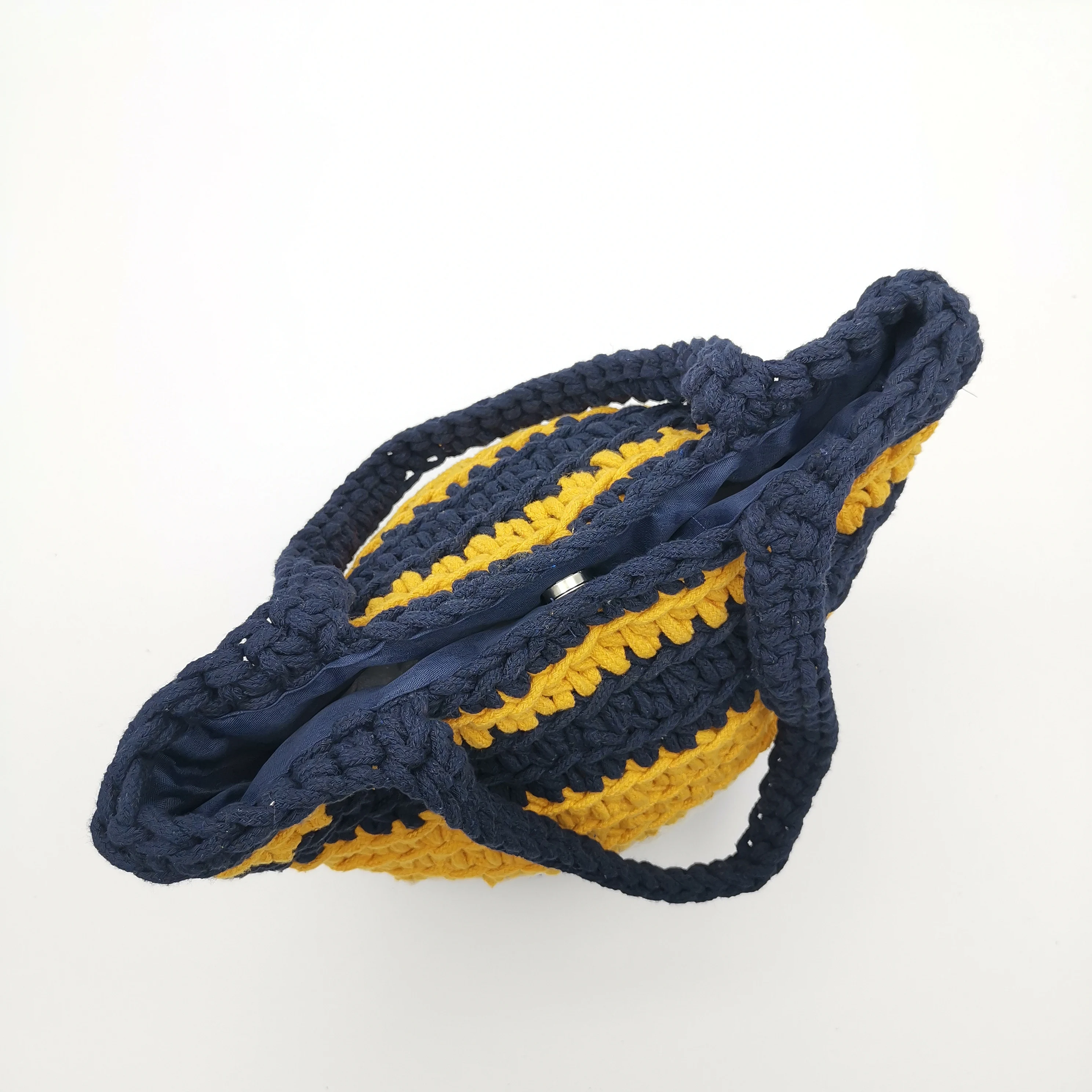 stripe handmade knitting crochet straw bags cotton rope woven bags