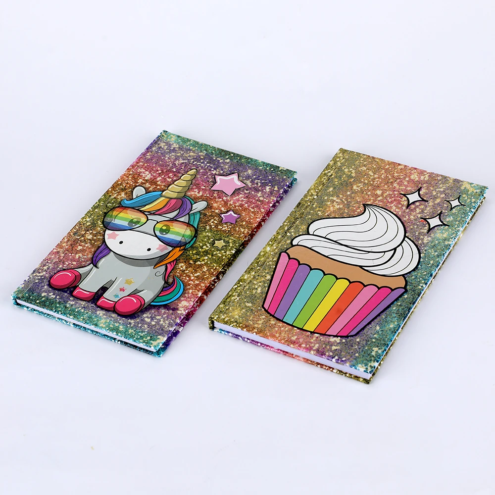 Печать в твердом переплете Cmyk A5, печать на заказ, книга для рисования тортов с единорогом, необычная голографическая обложка из фольги, блокнот