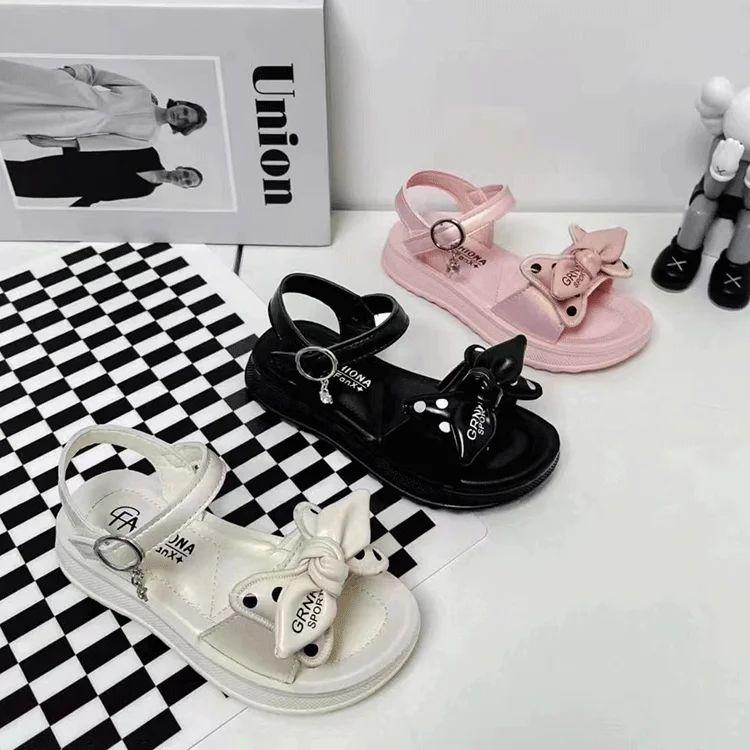 Summer Comfort and Wear Resistance Shoes for Girls 12 Years Pvc Sandals Pu Casual Ankle Strap Unisex Kids Sandals Net Yarn