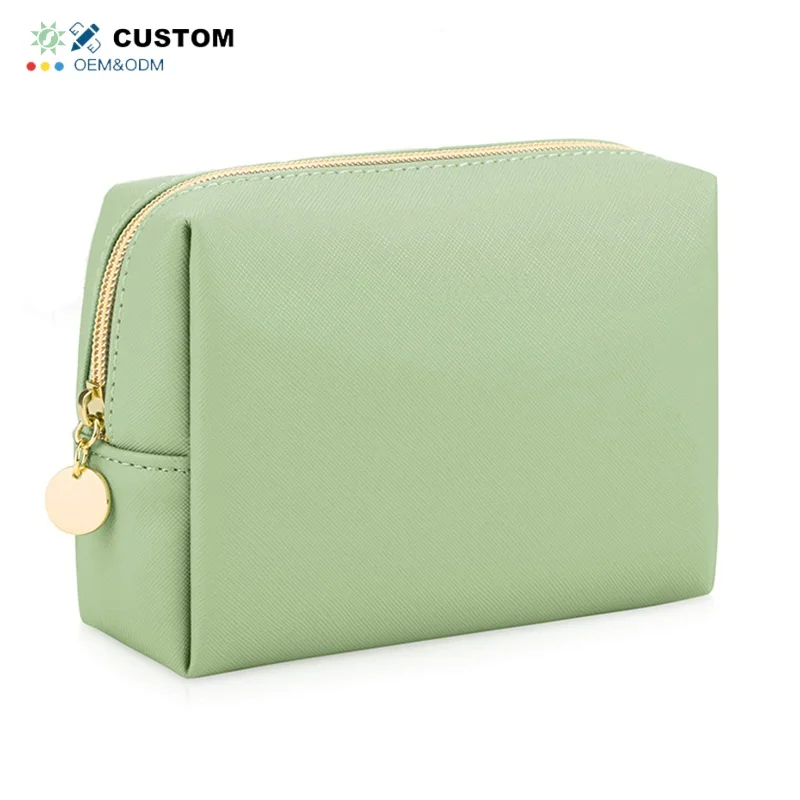 Custom Large Capacity Travel Waterproof Vegan Pu Leather Makeup Pouch Women Cute Cosmetic Bag