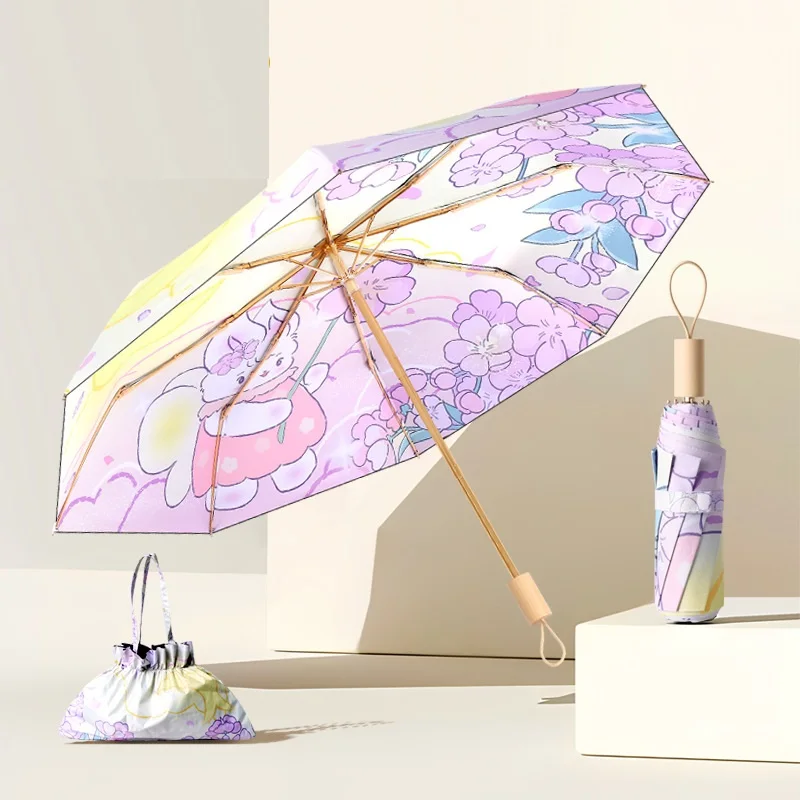 High Quality Wholesale Promotional Custom Logo Print 3 Folding Umbrella Light Weight China Made Umbrella