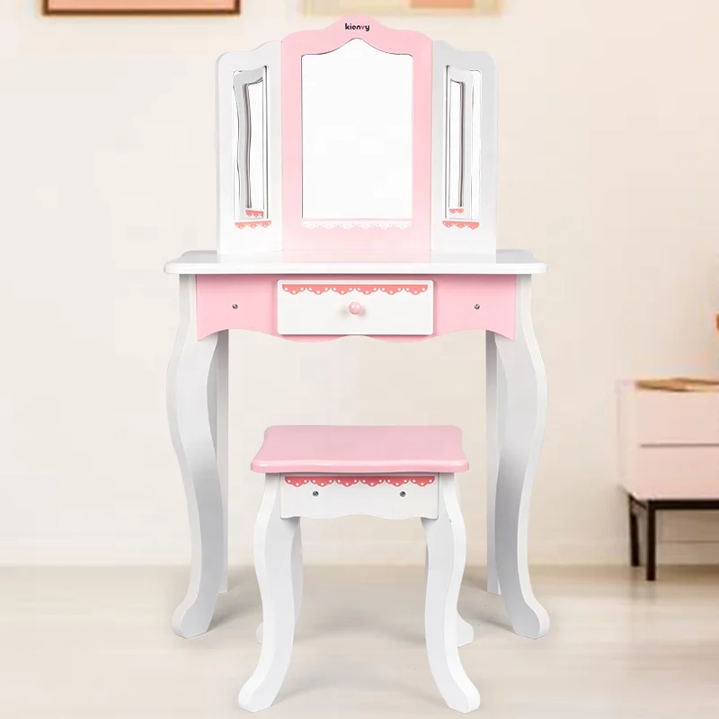 2021 new launched cheap kids bedroom sets play house toys dressing table indoor