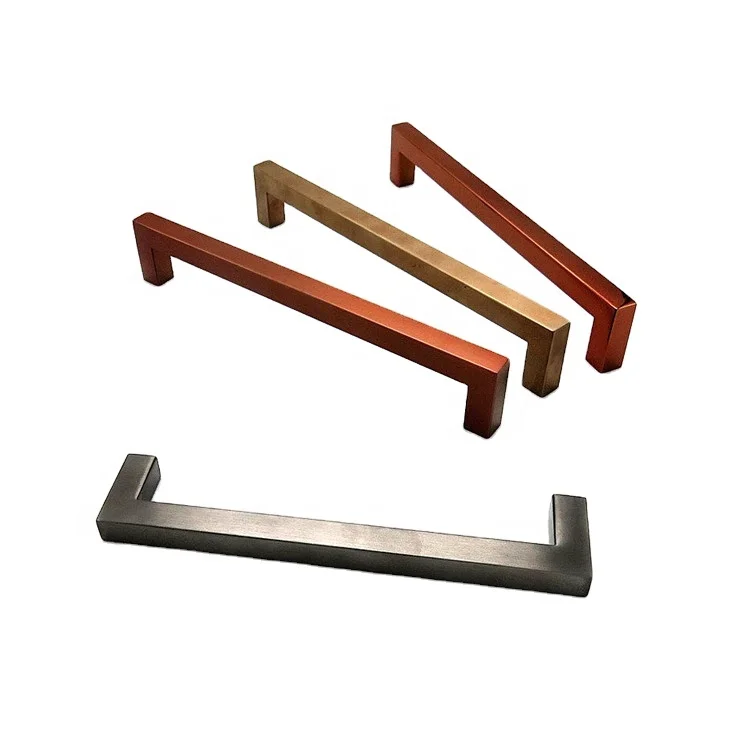 Colorful Furniture Handle Stainless Steel Hollow Square Tube Straight Corner Kitchen Cabinet Drawer Bar Handle