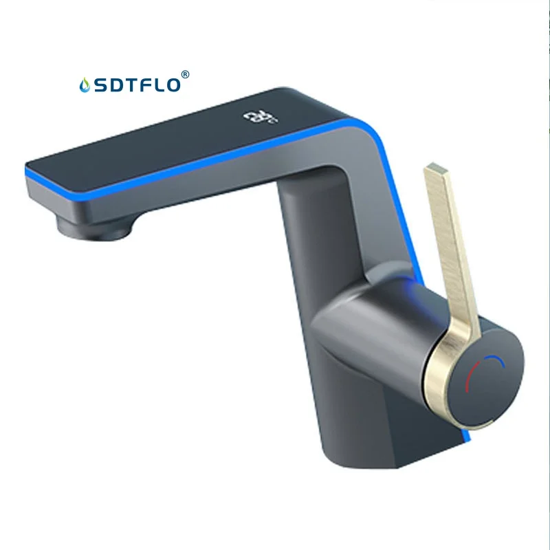 Digital Display Temperature Display Screen Single Handle Taps Hot Cold Water Single Mixers Basin Faucet For Bathroom