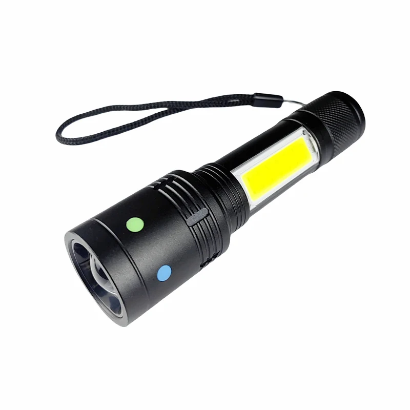 8-Speed Mechanical Telescopic Zoom Flashlight High Brightness LED Waterproof Aluminum Alloy Strong Light Wick DC Power Source