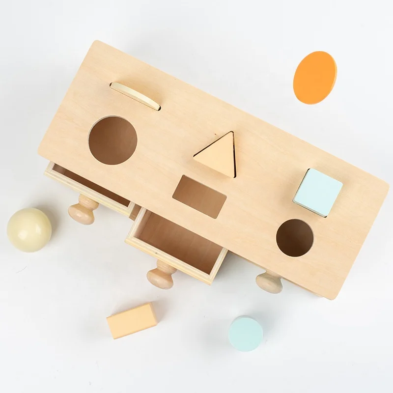 Wooden Coin Box Drawer Game Educational Toys Kids Montessori Preschool Training Drum Toy Baby Early Learning Teaching Toys