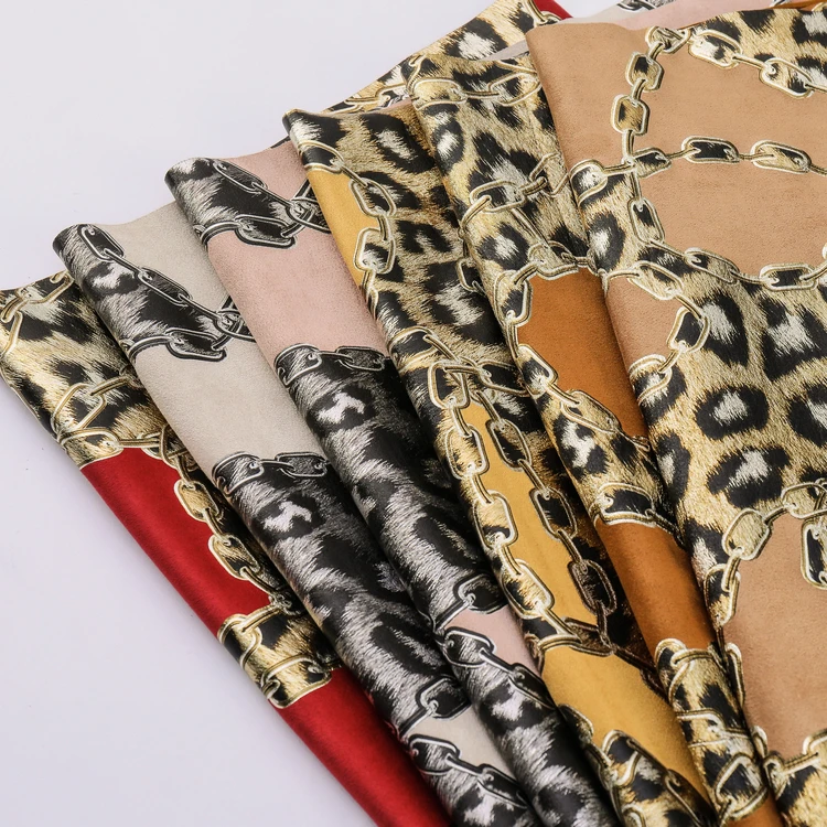 Factory Direct Supply quick dry double face leopard pattern suede fabric for bags and shoes so on
