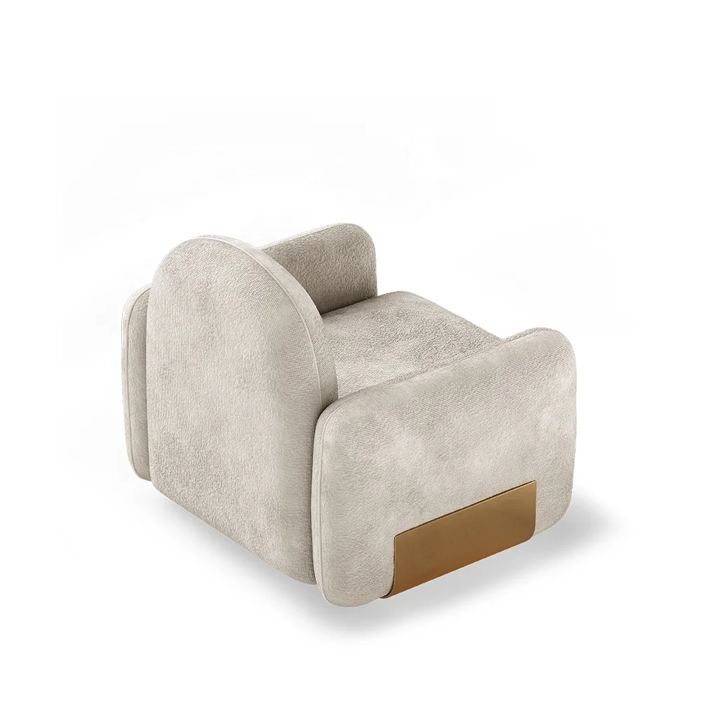 
Gold Shiny Stainless Steel Fashion Modern Fabric Sofa One Seat 