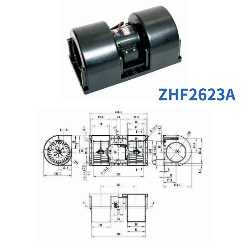ZHF2623A 240mm Bus/truck Air Conditioning Evaporator Blower Axial Fan Centrifugal Blower Bus AC Parts Truck Refrigeration Parts
