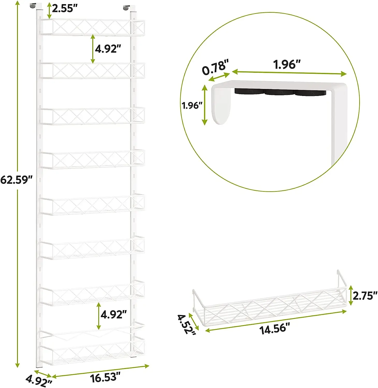 Over The Door Pantry Organizer Rack 8-tier Storage Holders & Racks Adjustable Pantry Organization and Storage Slim Silicone 200