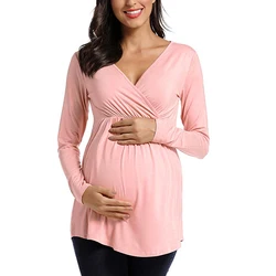 RTS Barbarian women casual v neck maternity breastfeeding tops pregnancy clothes long sleeve t shirt