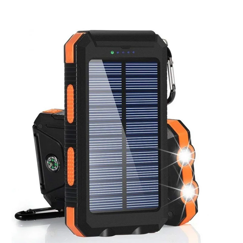 20000mAH Large Capacity Mobile Power Supply Mobile Phone Portable Solar Panel Fast Charging USB Charger Outdoor Solar Power Bank