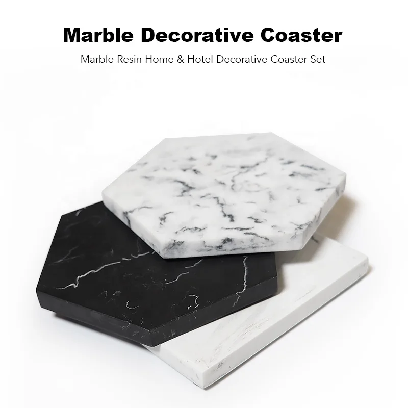 Suanti 4PCS custom polyersin swirl coaster table wine coffee cup mat tea drink hotel luxury resin marble coasters set