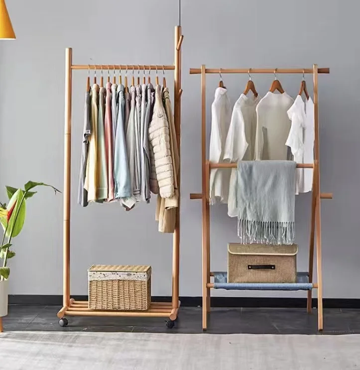 Modern Simple Style  Living Room  Furniture  Creative Solid  Wood Floor Hanger for Cloths coat rack