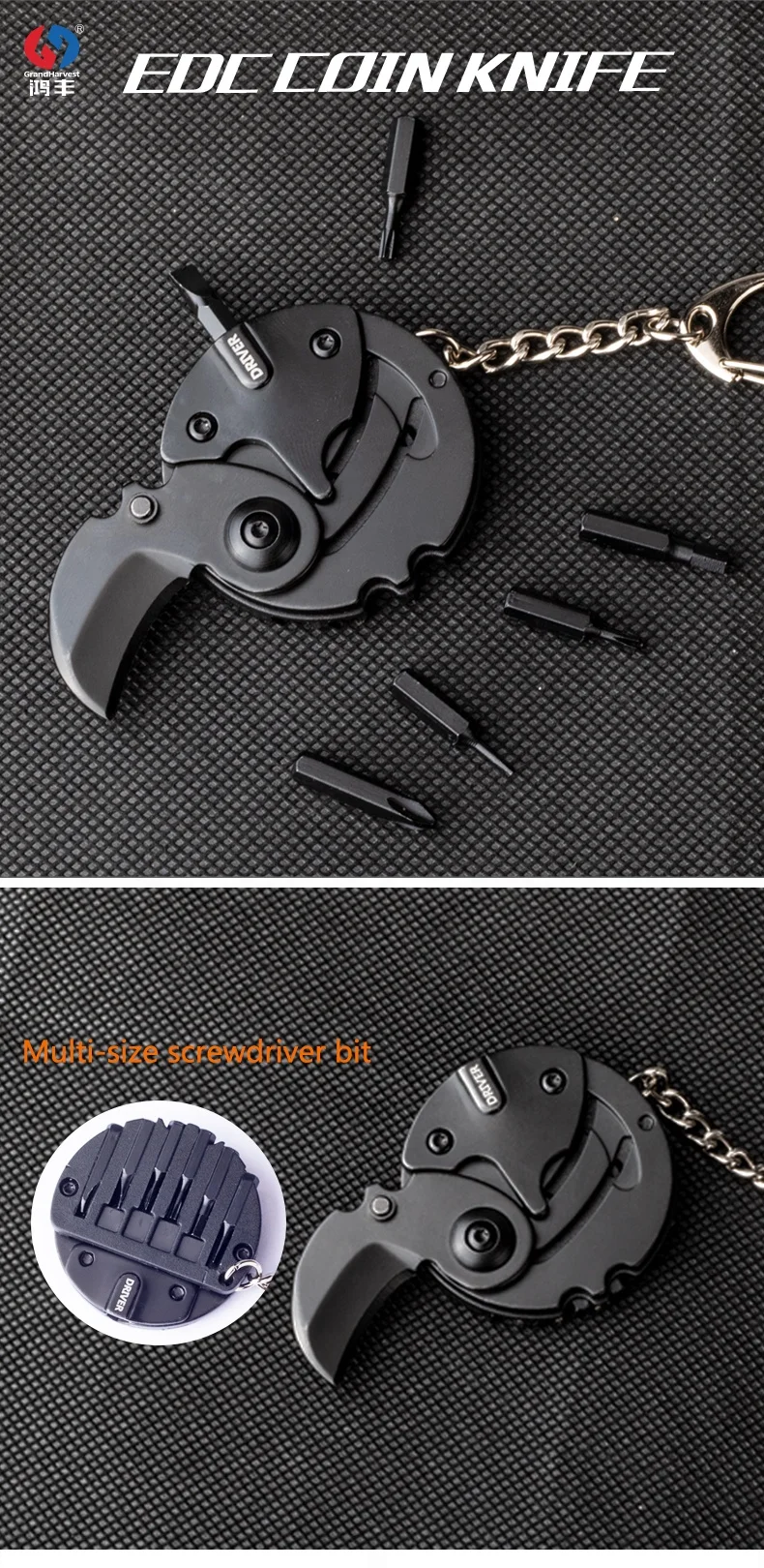 Outdoor Survival Black Mini Portable EDC Folding Pocket Knife Outdoor Pocket Survival Tool Coin Knife