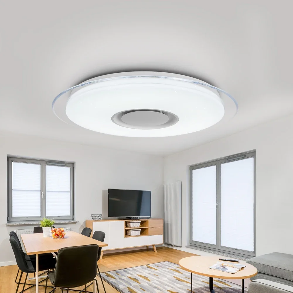 Nordic Style Smart RGB Dimming LED Ceiling Lights White Shade APP Controlled for Middle Sized Kids Room Hotel & Dining Room