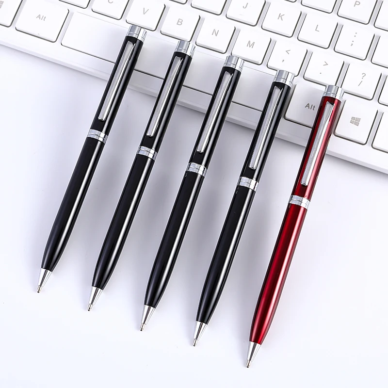 
Cheap metal pen luxury laser customized brand black advertising ballpoint pen hotel supplies promotional pen 