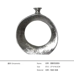 Europe Nordic Round Hollow Gold Decorative Vases Centerpiece Tabletop Small Mouth Gold Circular Ceramic Flower Vase