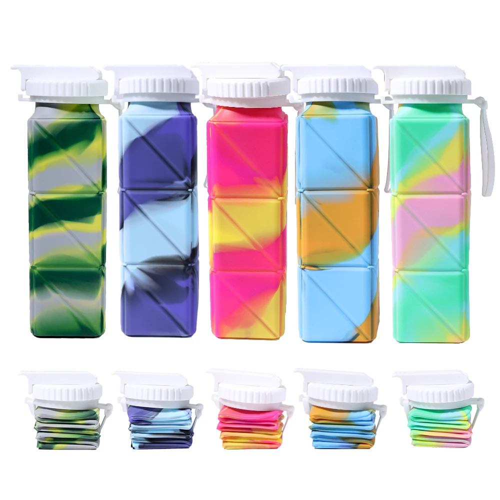new product idea 2024 Portable Leakproof custom gym water bottle wholesale ecofriendly silicone foldable water bottle with straw