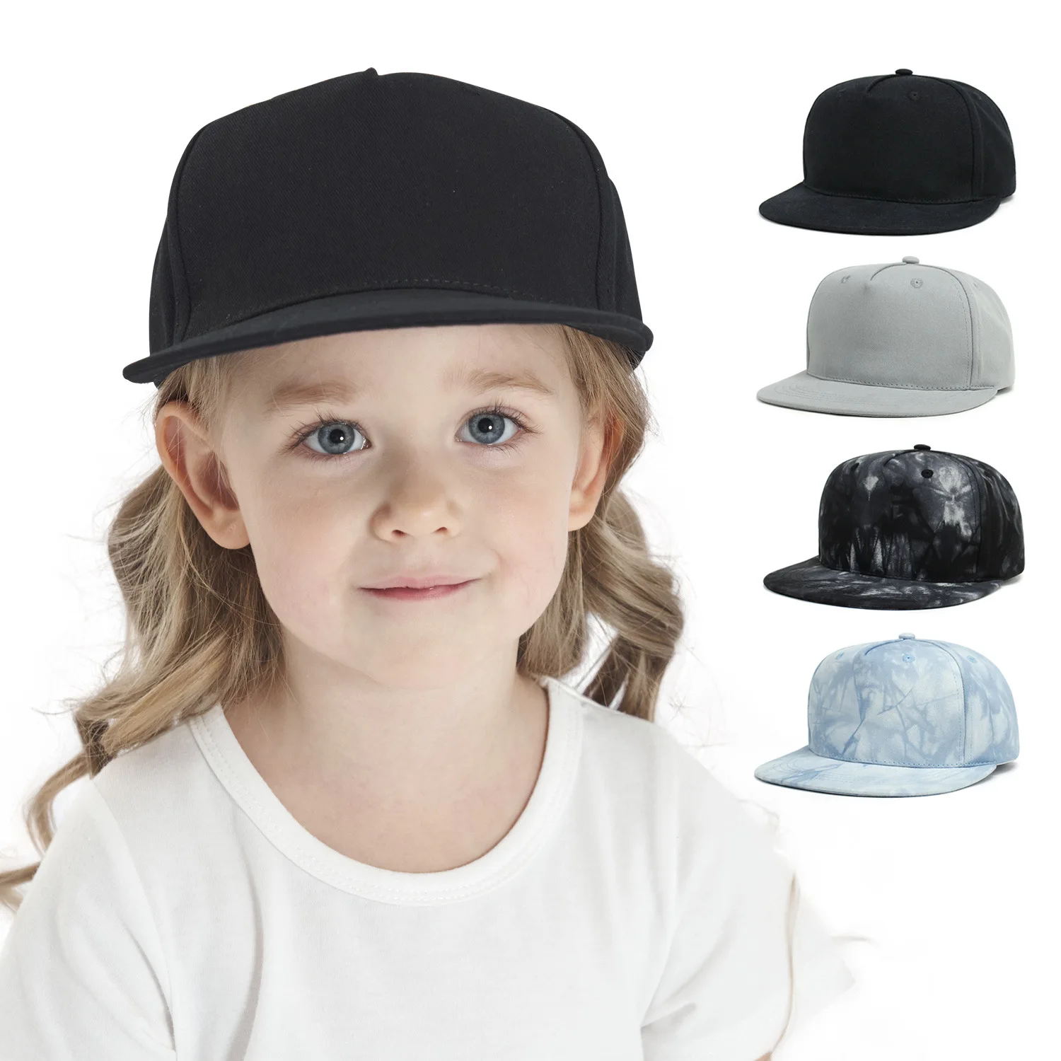 Kids Colorful Cute Cotton Children Baseball Cap Snap back Sun Hat Hip Hop Dyed Retro Plain Baby Girls Boys Sports Caps