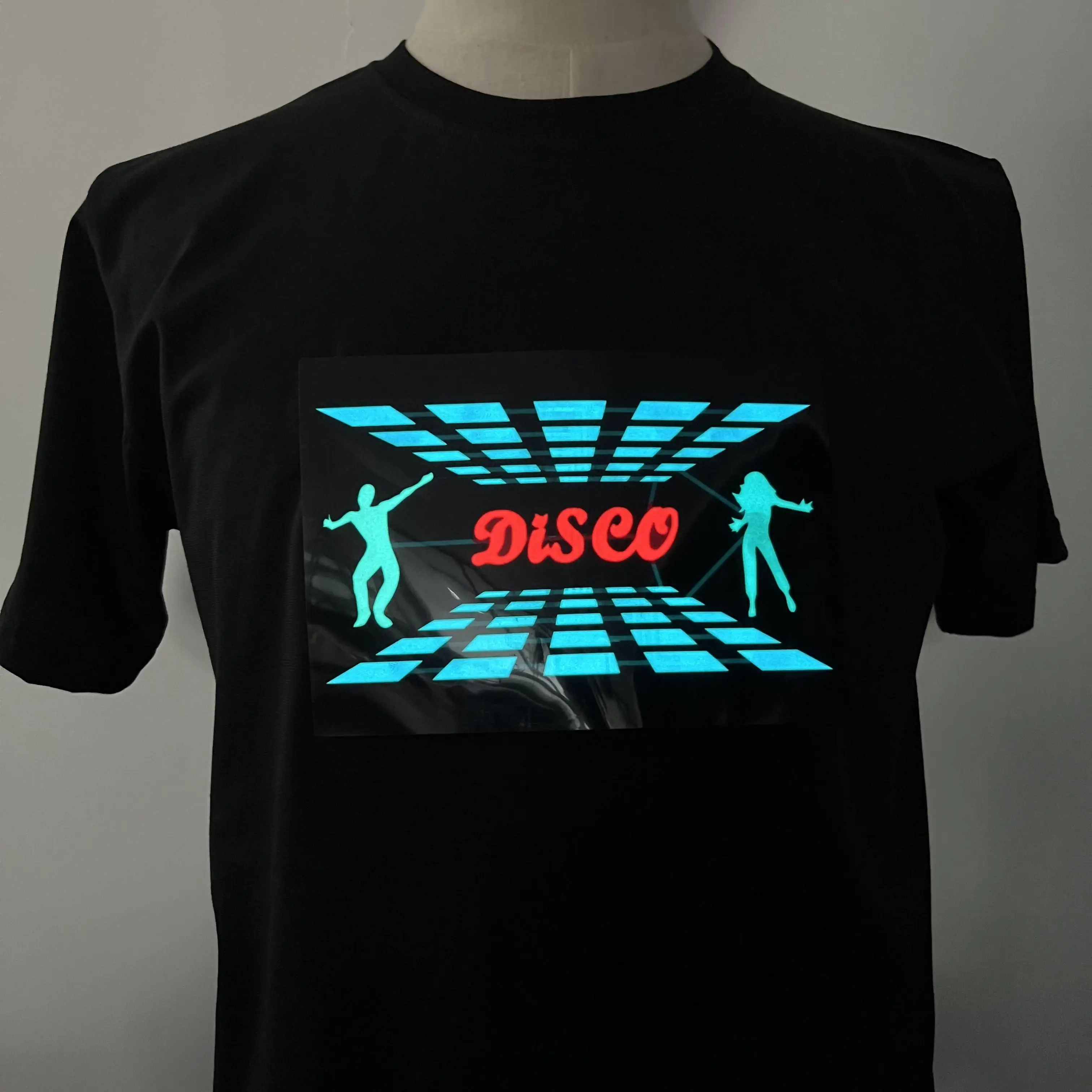 Wholesale Custom Sound Activated EL Flashing Tshirt LED T shirt el panel T Shirt
