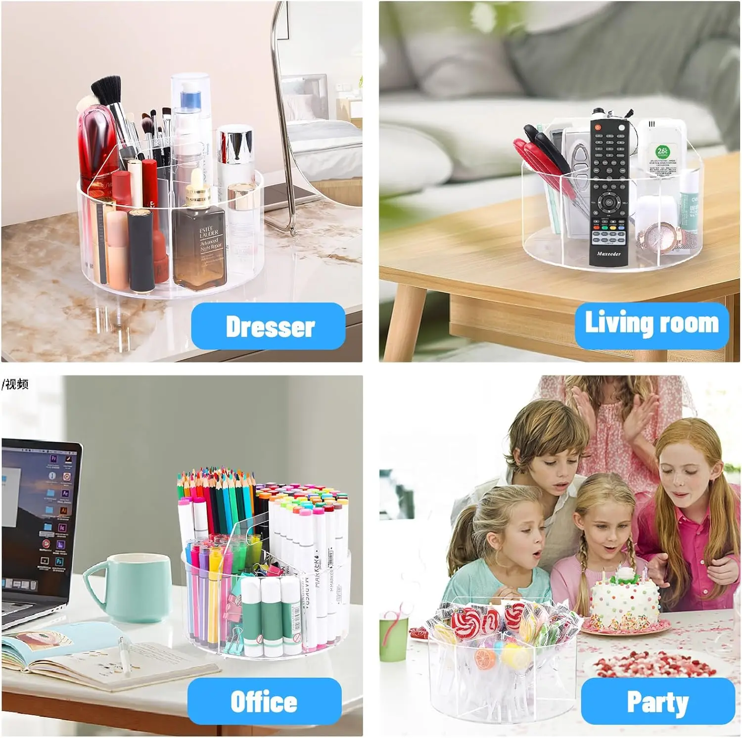 Large Capacity Desktop 360  Acrylic Desktop Pencil Pen Organizer Office Crayon Marker Holder Acrylic Cosmetics Storage Rack