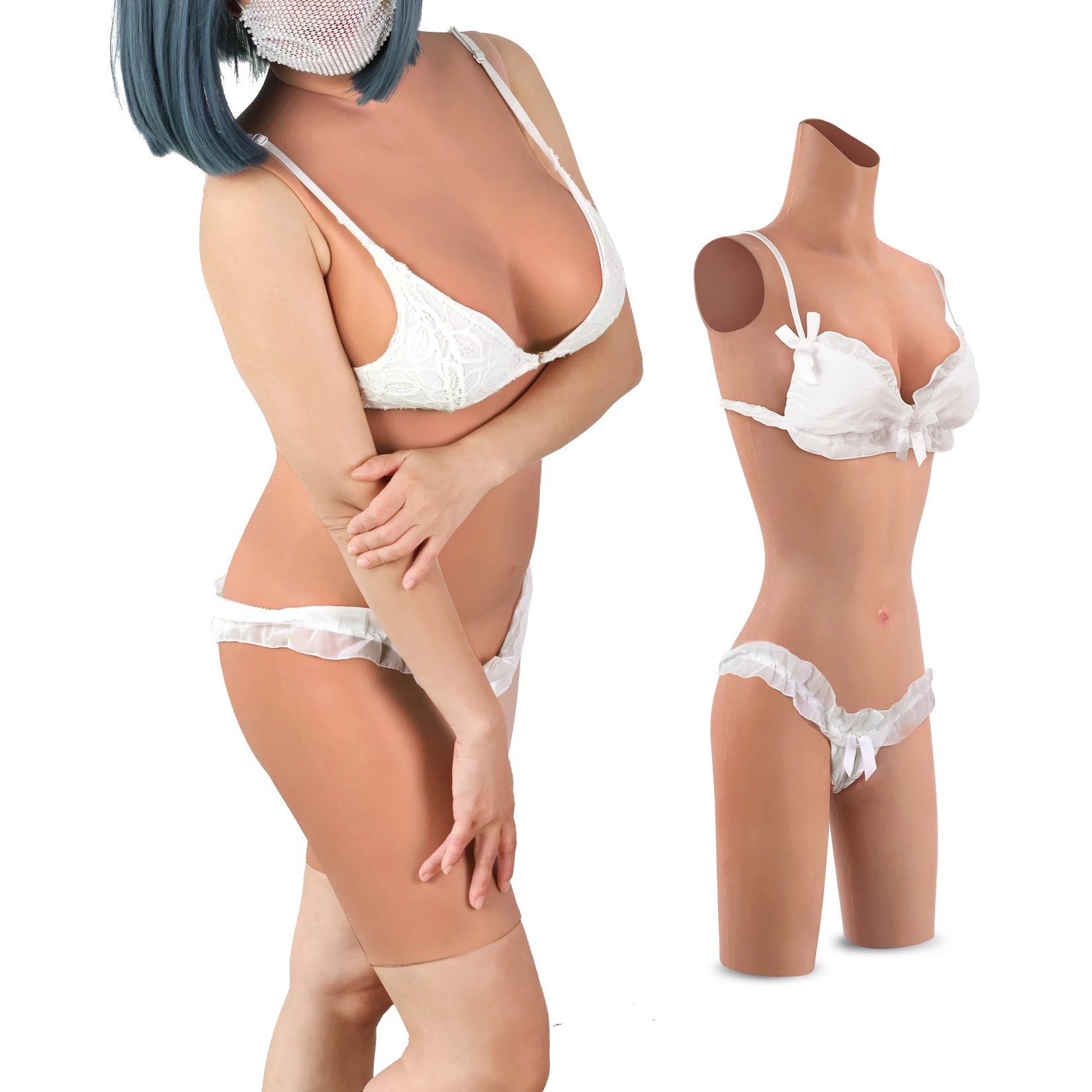 Silicone Material Realistic Artificial Body Suit Set Breast Plate Buttocks Pad Man to Woman Crossdressing Cosplayer