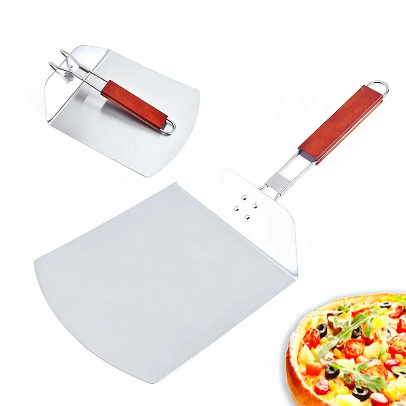 Household aluminum alloy folding pizza spatula Square cake safe transfer spatula Baking spatula DIY tool