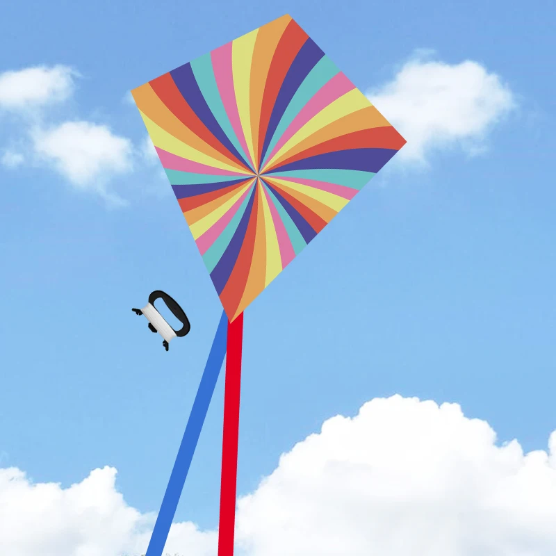 Outdoor Diamond-Shaped Rainbow Kite Custom Flying Kites Wholesale Tail Kite Manufacturer with Unique Designs