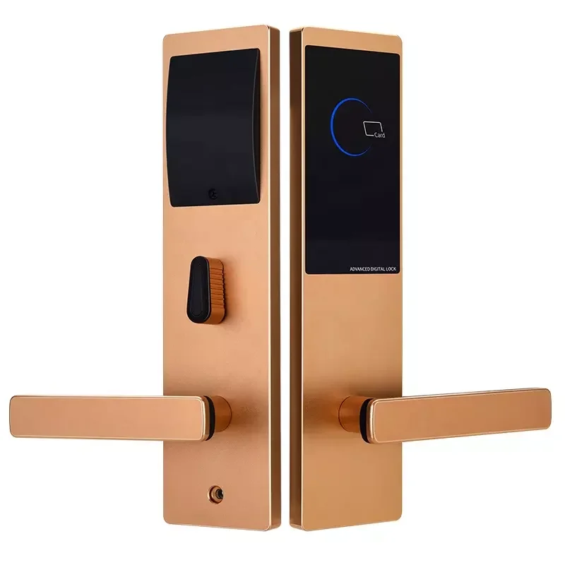 Aluminum Hotel Door Safety Lock Bluetooth Management System Rfid Card Smart Door Lock For High Class Hotel